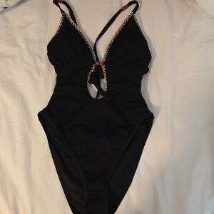 Shade & Shore Black Swimsuit with Cream Accents